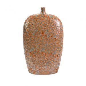 CC Home Furnishings - Adalie Coral-Colored Vine and Leaf Pattern Ceramic vase.jpg